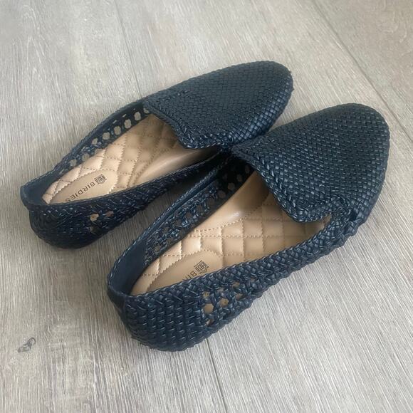 Birdies The Starling Black Woven Flats Comfort Faux Leather Slip On Size 7 - Picture 4 of 7